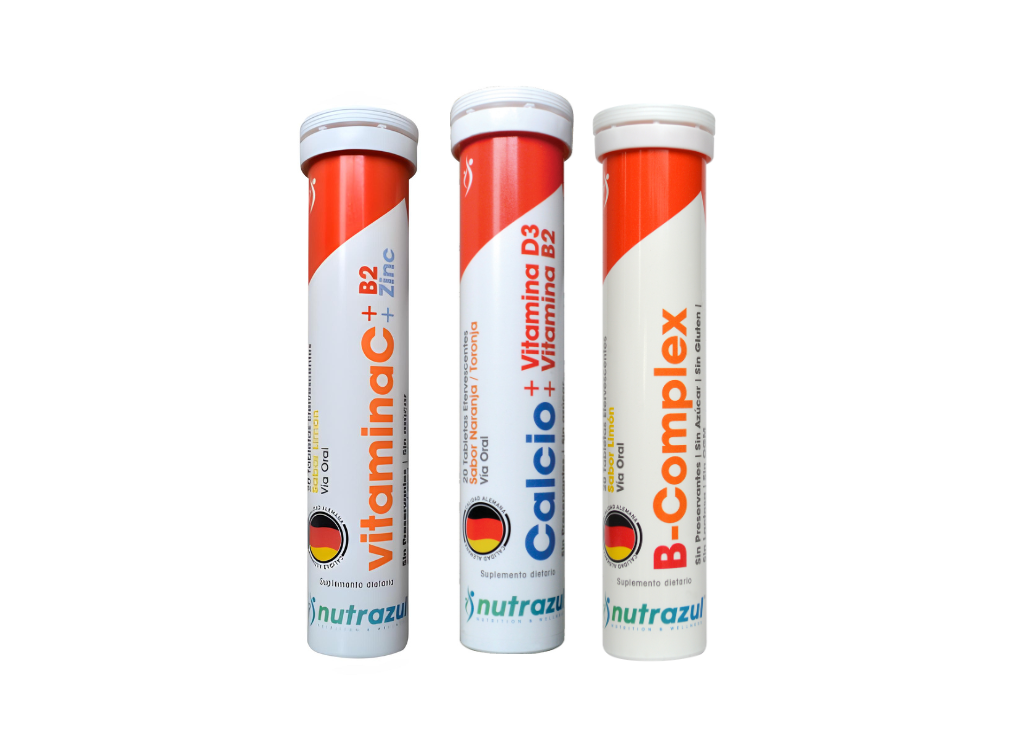 Pack Trío Efervescente con Vitamina C, Calcio + Vitamina D3 y B-Complex, tres suplementos en un solo pack para apoyar la salud integral